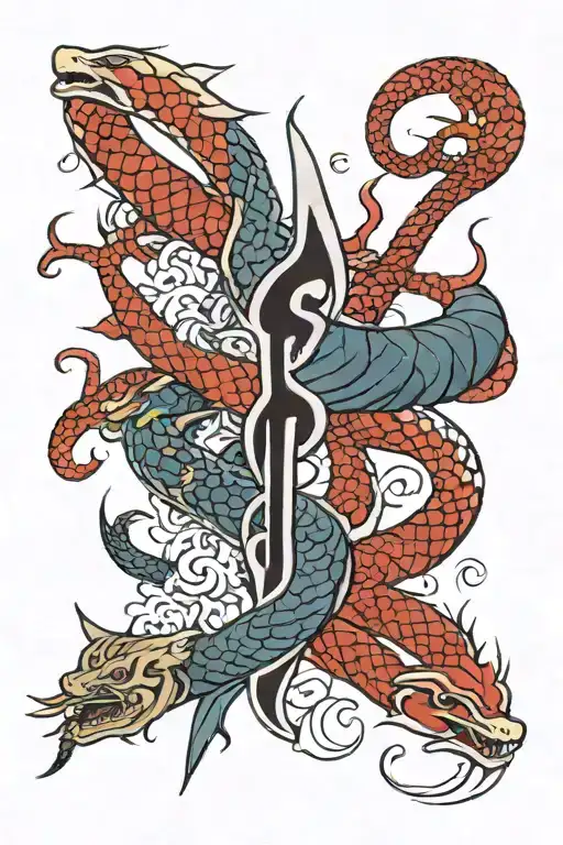 Trident With Snake Going Around It