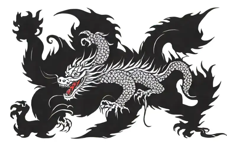 A Fierce Japanese Dragon Winding Its Way From The Trapezius To The Chest