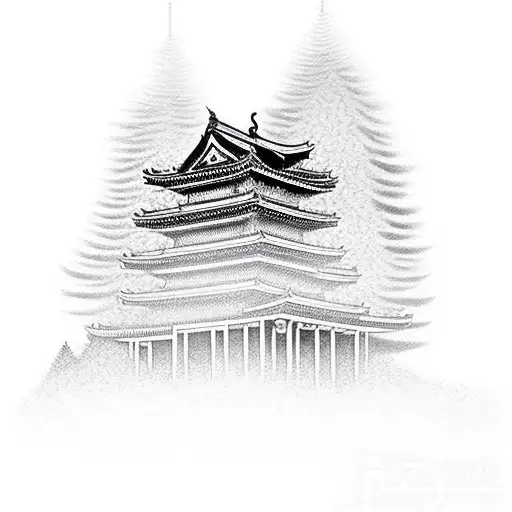 Temple With Cherry Tree