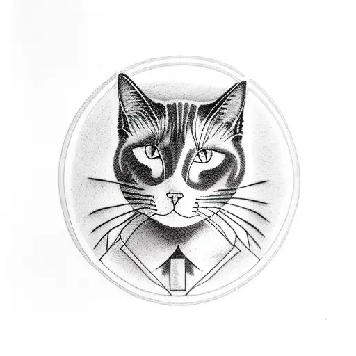 Cat Silhouette Wearing A Lab Coat