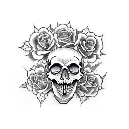 Skull Roses Time Angel