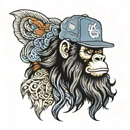 Bigfoot Wearing A Trucker Hat