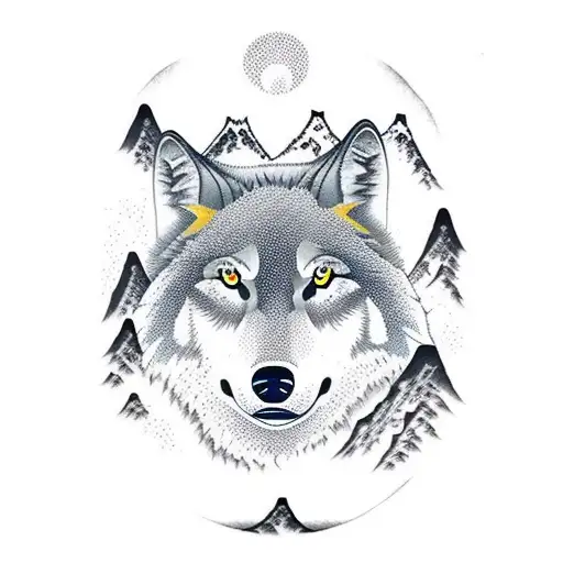 Mountain Scene With Wolves