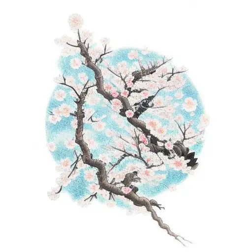 Cherry Blossom Tree With Kitsune