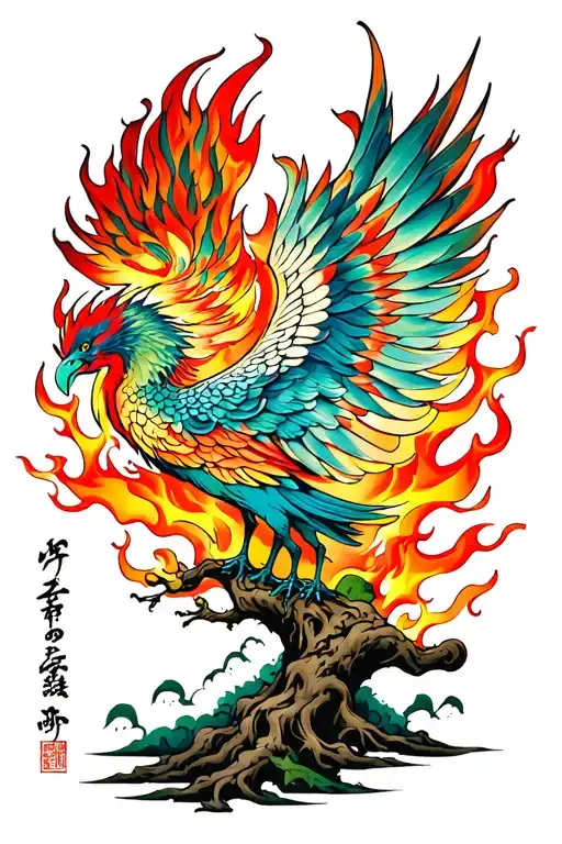 Tree On Fire With Pheonix