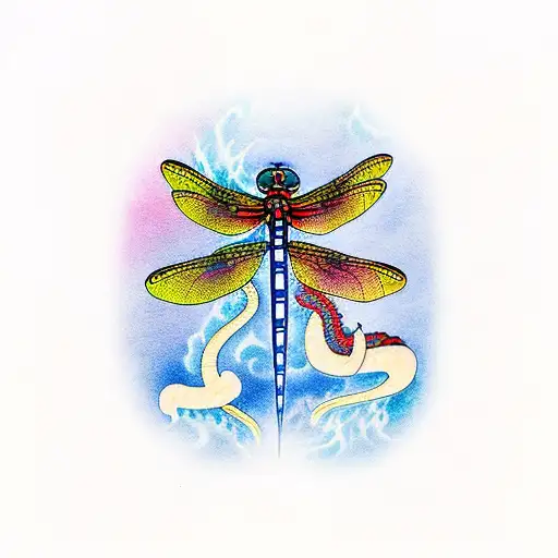 Dragonfly With Dragons Spitting Fire