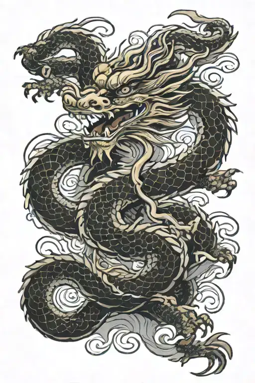 Japanese Dragon Around A Japanese Temple