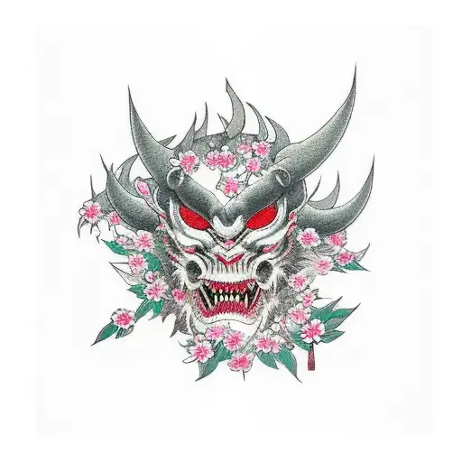 Demon Surrounded By Cherry Blossoms