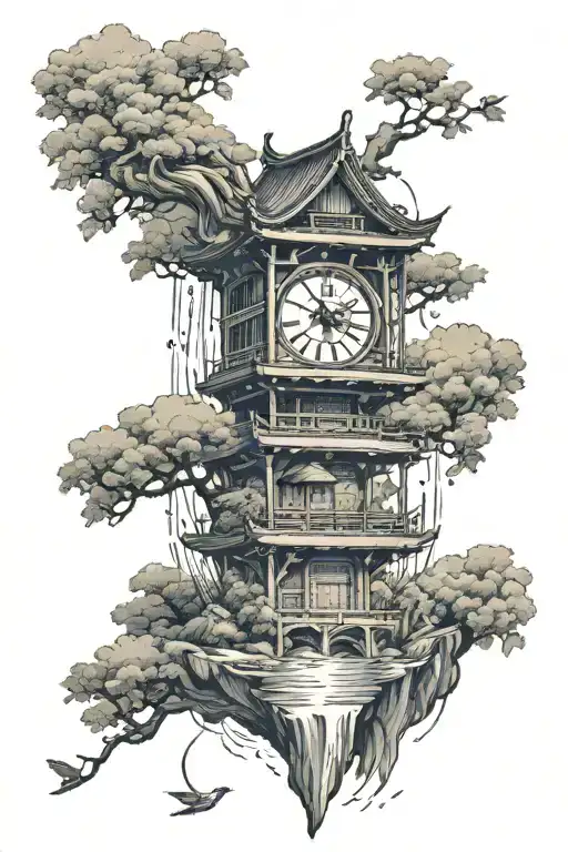 Hourglass With Castle Inside Surrounded