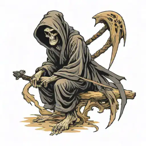 A Grim Reaper Squatting