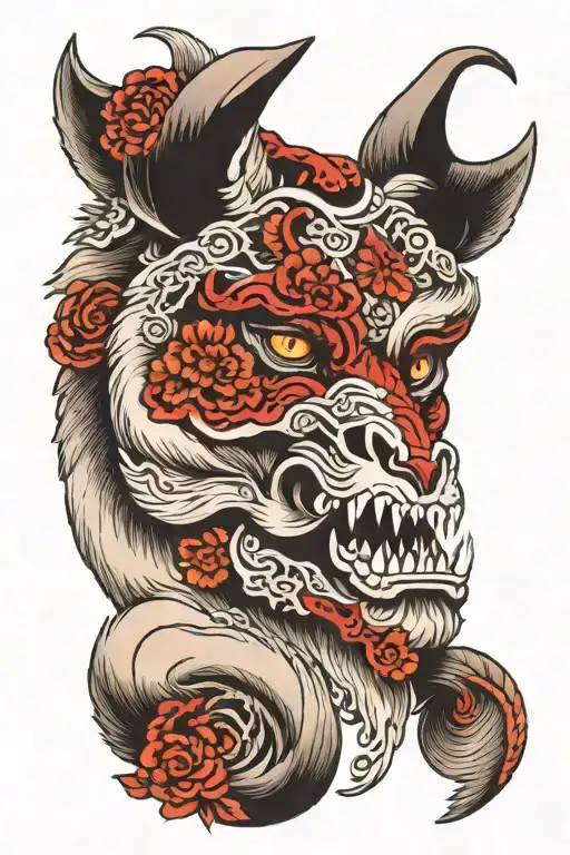 Wolf Wearing Ram Skull