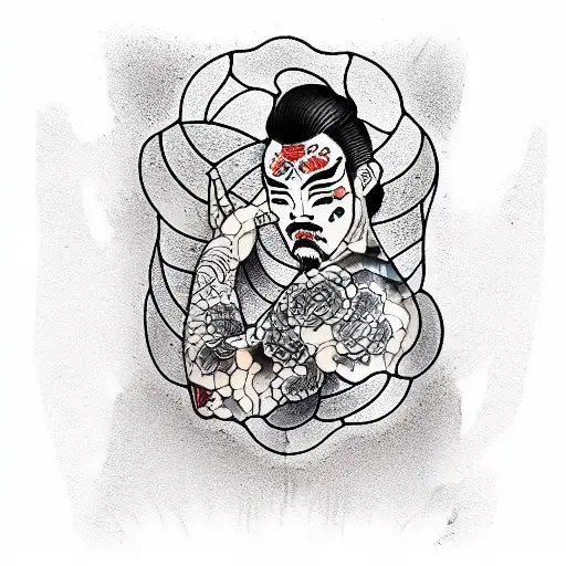 A Man Reflected In Broken Stained Glass