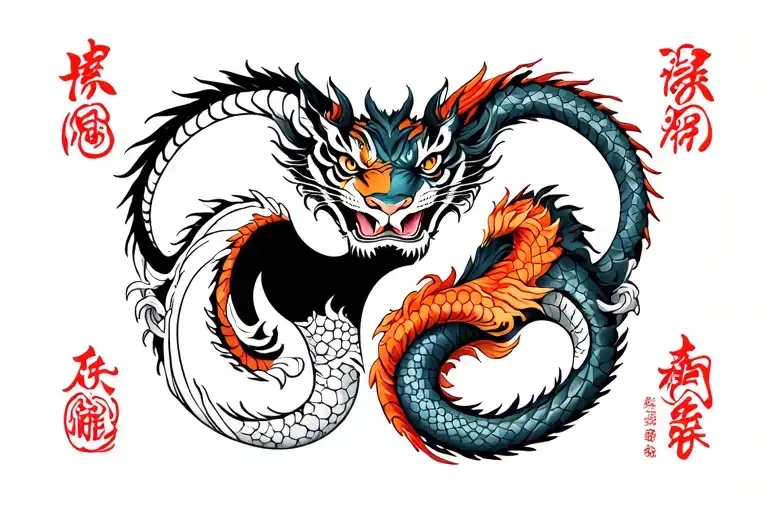 Dragon And Tiger Ying And Yang