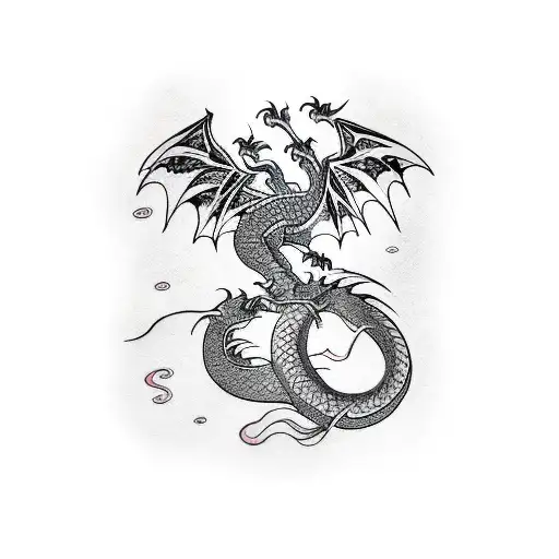 Dragon With Japanese Letters Under