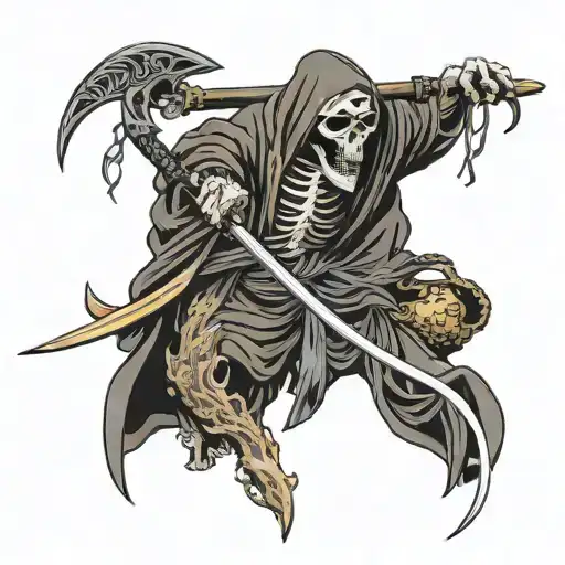 Reaper Holding A Scythe To Own Throat