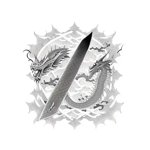 Girl With Sword And Dragon