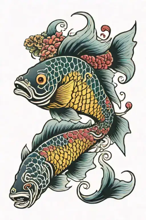 Colorful Coi Fish On Sleeve