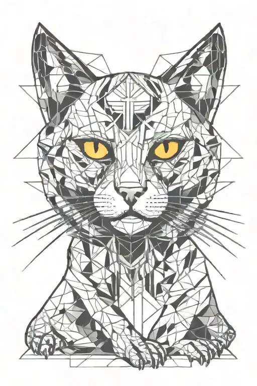 Cat Hero And Sun Geometric