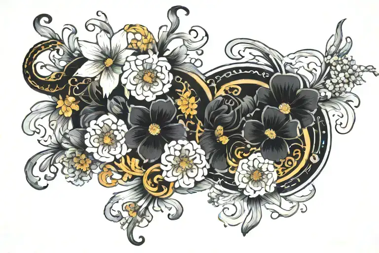 Dark Black Flowers Mixed Aquarius Zodiac