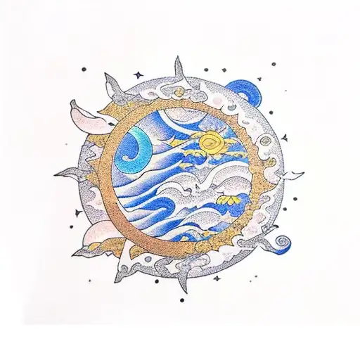 Sky Sun Sea Moon And Stars