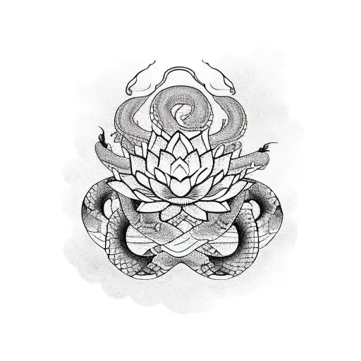 Snake With Lotus