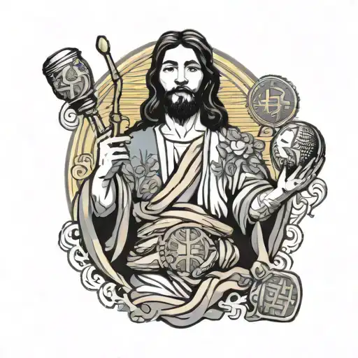 Transgender Jesus With Maracas In Hands Holding