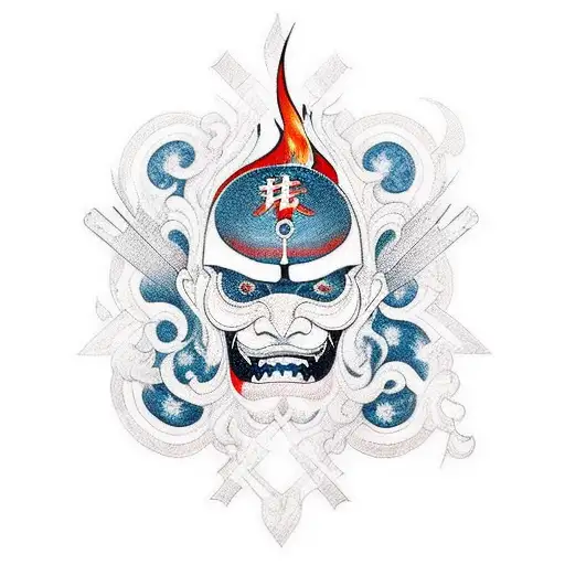 Unalome Symbol With Fire