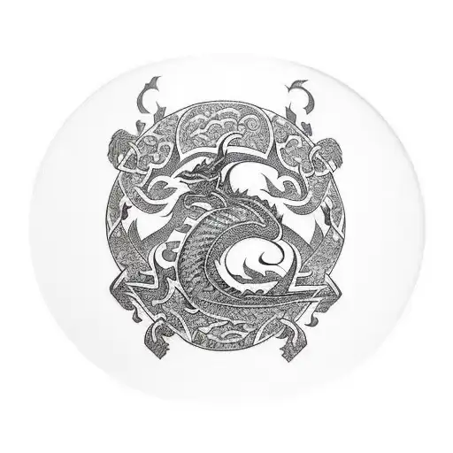 Polynesian Tattoo That Has Dragon With The Tree Of Life Britain Right Chest