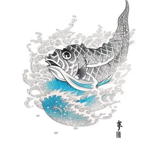 Koy Fish Swimming Down Arm To Sunset