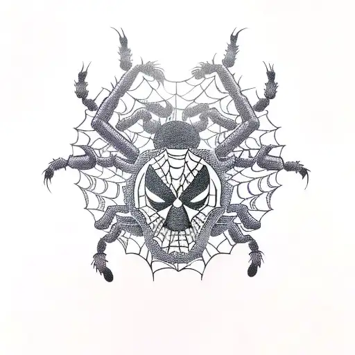 Spider With Kitsune Head Surrounded By Its Web