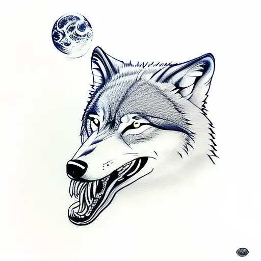 Wolf Biting A Moon