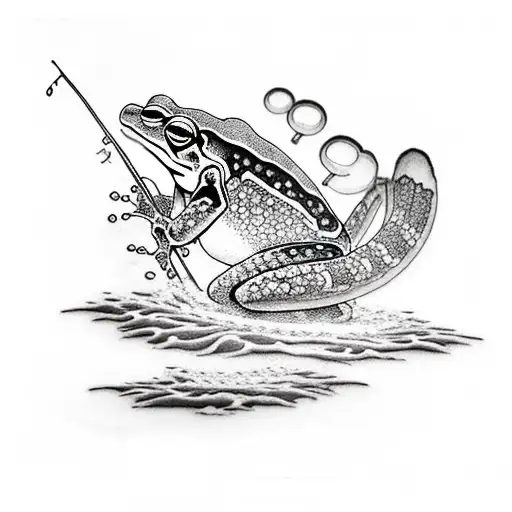 Frog With Fishing Pool