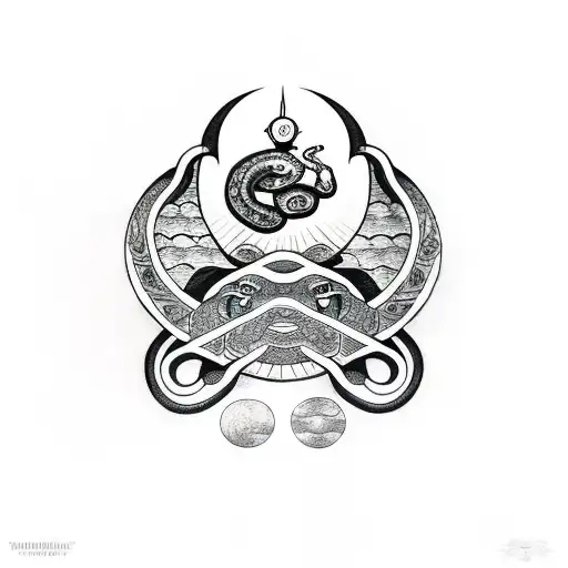 Snake With Sun And Moon