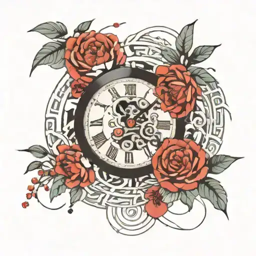 Clock Broken Into Pieces With Delicate Circle Lines Surrounding It