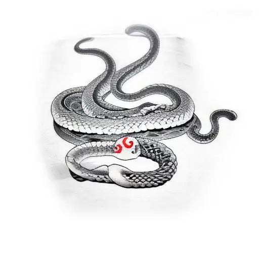 Japanese Style Snake Arm Length Tattoo With Japanese Details