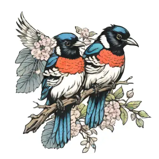 2 Baby Magpie And 1 Magpie