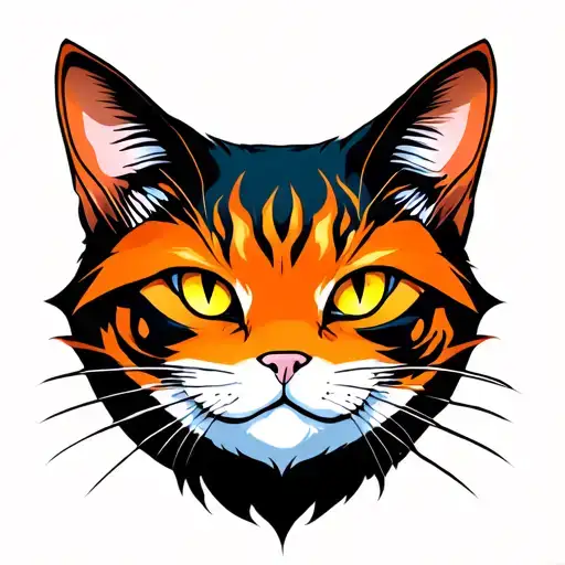 Orange Cat Head With Yellow Eyes Like Fire