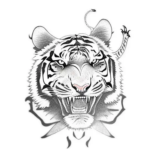 A Tiger Fighting A Dragon