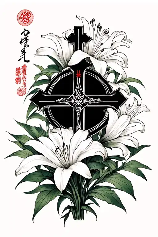 Red Spider Lily And Orthodox Cross Surrounded