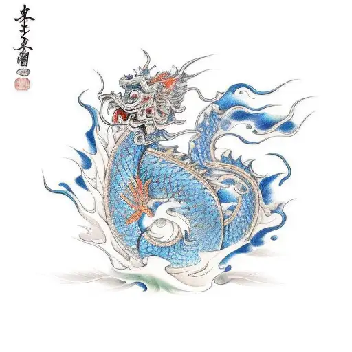 A Koi Fish Transforming Into A Chinese Dragon In An Asian-inspired Scene