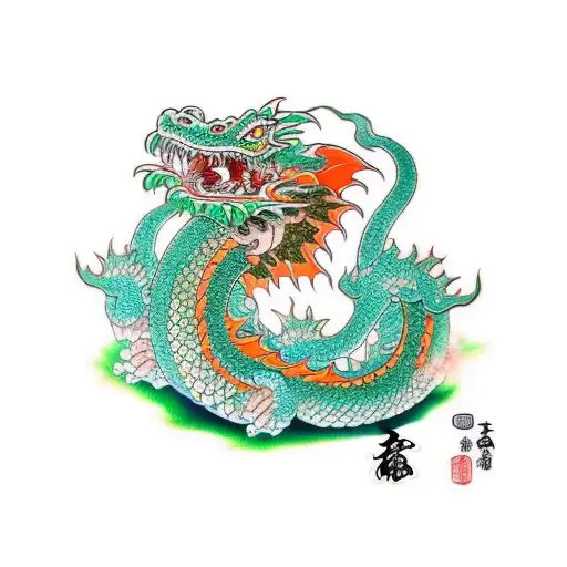 Green And Orange Dragon