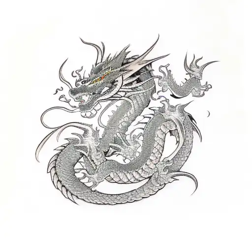 Dragon Three Heads Black Ink
