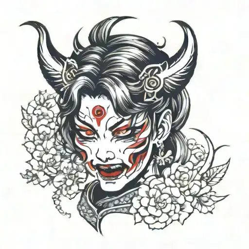 Demon Girl Japan Girl Face Made