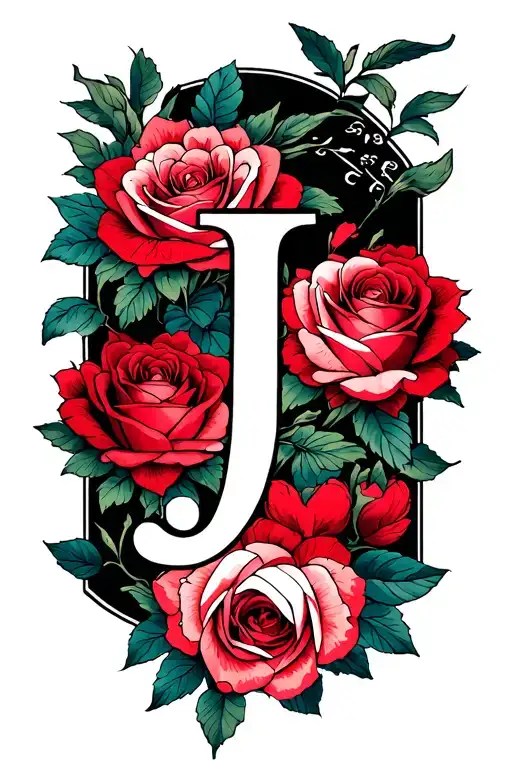 Hearts And Roses With The Letter J