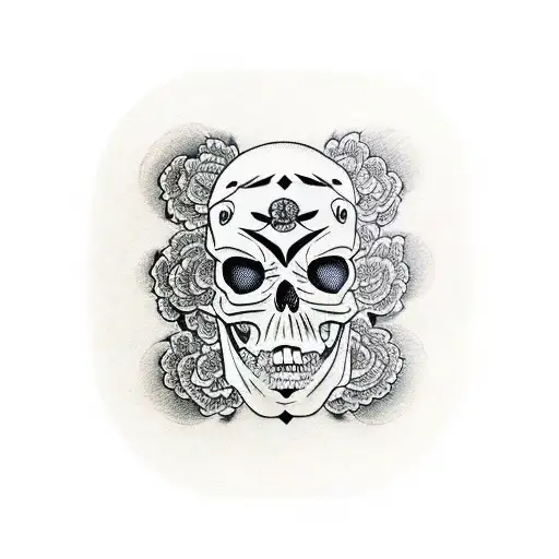 Face That Becomes A Skull From The Nose Down And Has Memento Mori On The Top