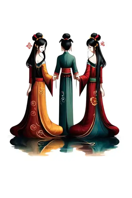 1 Sister And 2 Brothers Pagan Symbols Intertwined