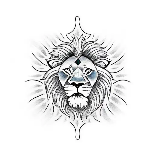 Lion Face And The Sun Behind