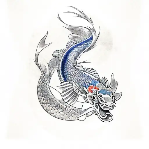 Koi Fish Turning In To A Dragon