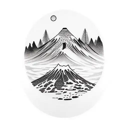 A Majestic Mountain And Tree Landscape With A Dog And Cat Exploring Life And Death