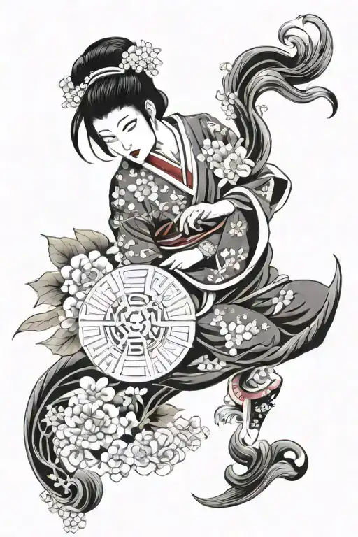 Women's Asian Sleeve Tattoo Design